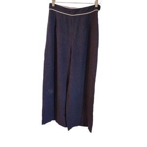 Vintage‎ Moda International Trouser Pant Women's Size 6 Navy Wide-Leg Polka Dot